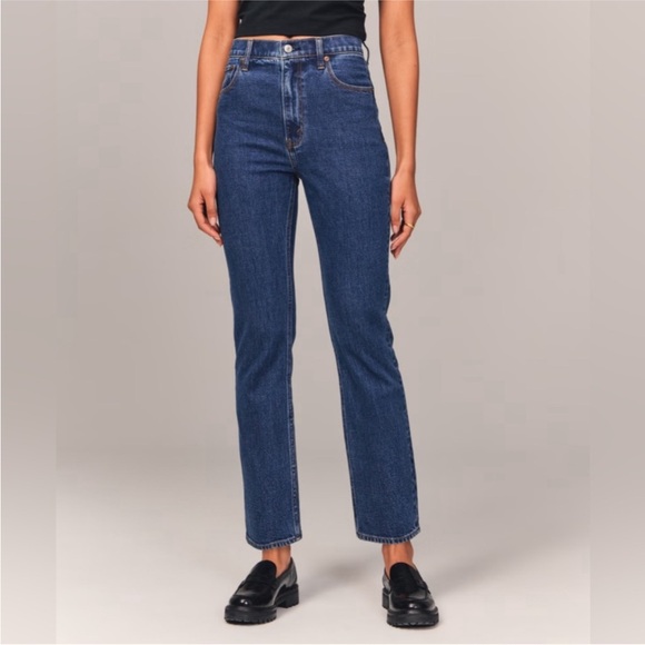 Abercrombie & Fitch Ultra High Rise Ankle Straight Blue Jeans 34/18 - Picture 9 of 9
